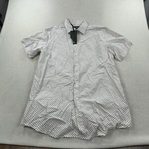 Rodd & Gunn Shirt Mens XL White Geometric Short Sleeve Button Up Sports Fit